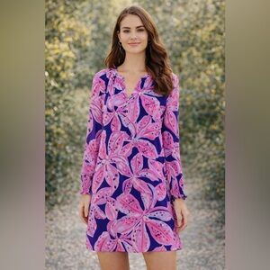 NEW Lilly Pulitzer Short Dress Wild Child Brynle Sz. XS Pink Navy Tunic Floral